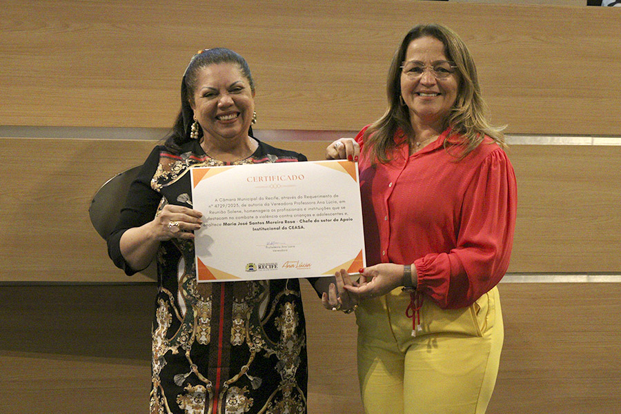 Ceasa recebe homenagem na Câmara Municipal do Recife como entidade que defende crianças e adolescentes